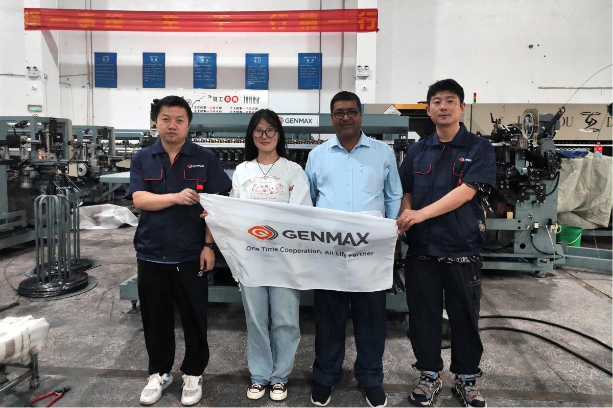 Bangladeshi business delegates taking commemorative photos with our company engineering team after touring the spring manufacturing facility.